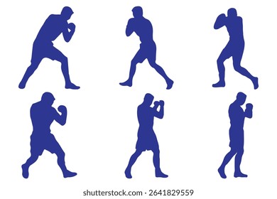 Boxer silhouette in different pose.  Boxer silhouette.