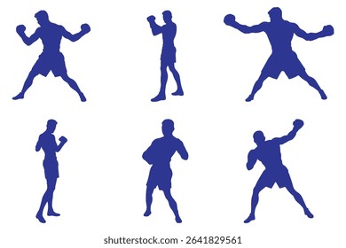 Boxer silhouette in different pose.  Boxer silhouette.