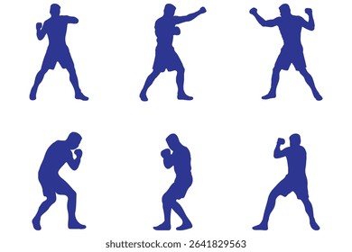 Boxer silhouette in different pose.  Boxer silhouette.