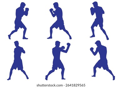 Boxer silhouette in different pose.  Boxer silhouette.