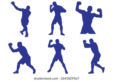 Boxer silhouette in different pose.  Boxer silhouette.