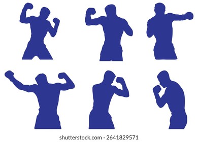 Boxer silhouette in different pose.  Boxer silhouette.