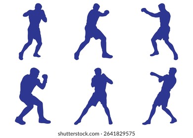 Boxer silhouette in different pose.  Boxer silhouette.