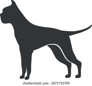 Boxer silhouette. Dog profile breed, animal vector icon isolated on white background