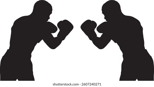 Boxer Silhouette - Flat Vector Illustration - Boxing Sports