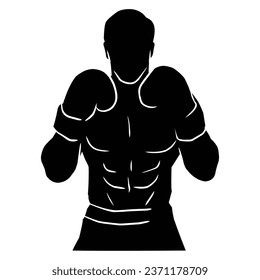 dibujo a mano de silueta de boxer. activos gráficos en forma de sombras de jugadores de boxeo que se pueden utilizar para diseños de fondo