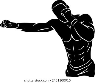 boxer silhouette logo design street fighter 