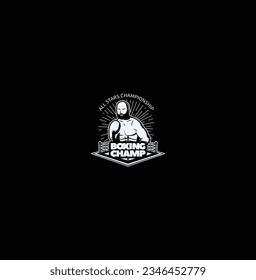 Boxer silhouette Logo design vector template. Boxing Sport Logotype icon Negative space style
Boxing logo template. Boxing related design elements for prints, logos, posters. Vector vintage illustratr