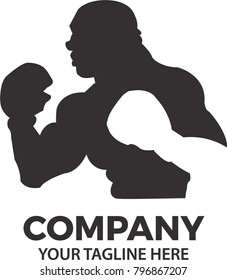 Boxer Silhouette Logo Graphic Design Template