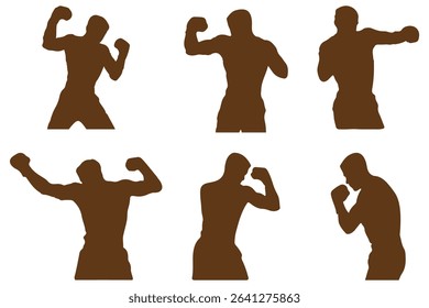 boxer silhouette. silhouettes of boxing player. 
boxer in dynamic pose.