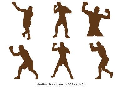 boxer silhouette. silhouettes of boxing player. 
boxer in dynamic pose.