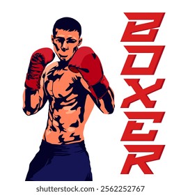 boxer silhouette vector illustration. boxing sport in the boxing ring. Strength and endurance sport boxing tournament