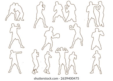 Boxer Silhouette Vector Set Isolated On White Background Boxing Poses And Victory Expressions Sports Training And Martial Arts Concepts For Design