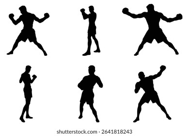 Boxer Silhouette Vector Set . Silhouettes, Boxer Men Silhouettes.
