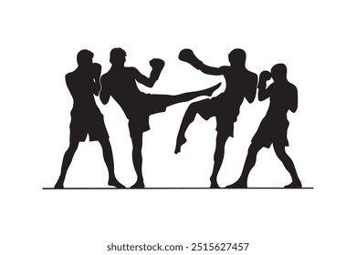 boxer silhoutee vector art design