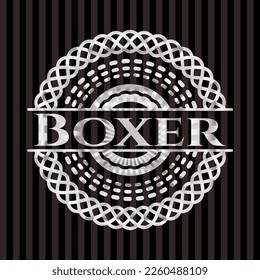 Boxer silvery shiny badge. Vector Illustration. Mosaic. 