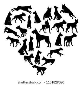 A Boxer or similar dog heart silhouette concept for someone who loves their pet