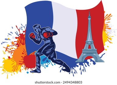 Boxer sportsmen and France flag