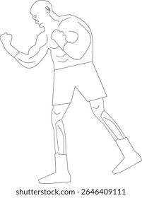 Boxer de pé, ilustração de contorno de vetor, elemento de design, página do livro de cores