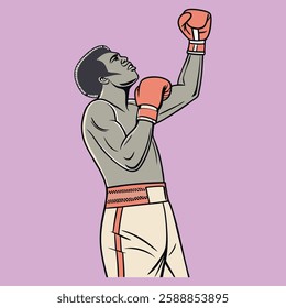 A boxer stands with a pose vector 