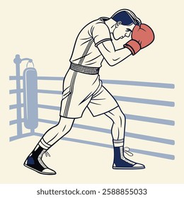 A boxer stands with a pose vector