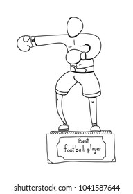 boxer statue, award in sports competitions, a vector image, a flat design, a doodle style,black and white icon