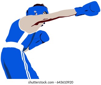 boxer straight right punch to head vector illustration