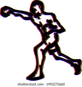 A boxer throwing a knockout punch. Hand drawn vector illustration.
