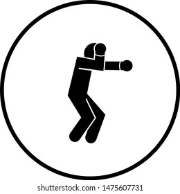 entrenamiento boxeador con símbolo de guantes de caja