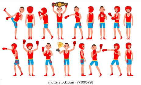 Vector de entrenamiento de boxer. Boxeo deportivo. Atleta En Acción. Estilo de vida saludable. Ilustración de caricaturas planas aisladas