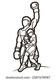 Boxer Ultimate Fighter Boxing Sport Mix  Action Muay Thai Cartoon Graphic Vector