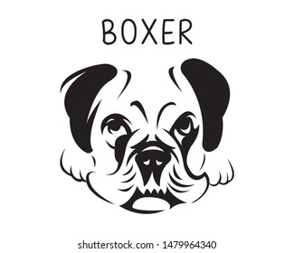 Boxer vector illustration in Black and white 