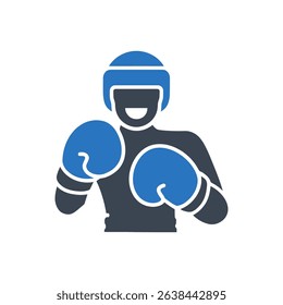 A boxer wearing gloves and a helmet.