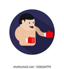 boxer wearing red gloves, vector icon