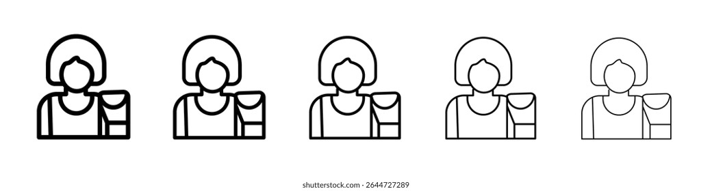Boxer Mulher ícone de ilustração plana definir logotipo