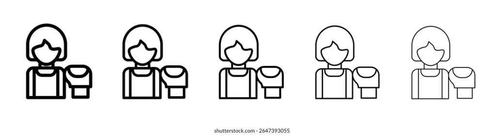 Boxer Mulher ícone de ilustração plana definir logotipo