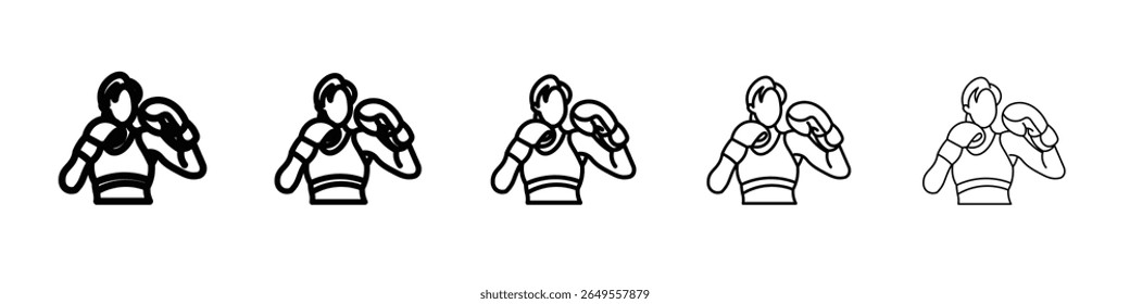 Boxer Woman Icon flat simple outline logo