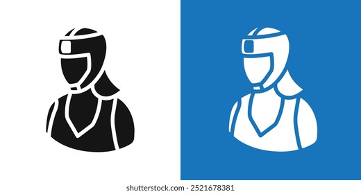 Boxer Woman Icon Flat vector set outline