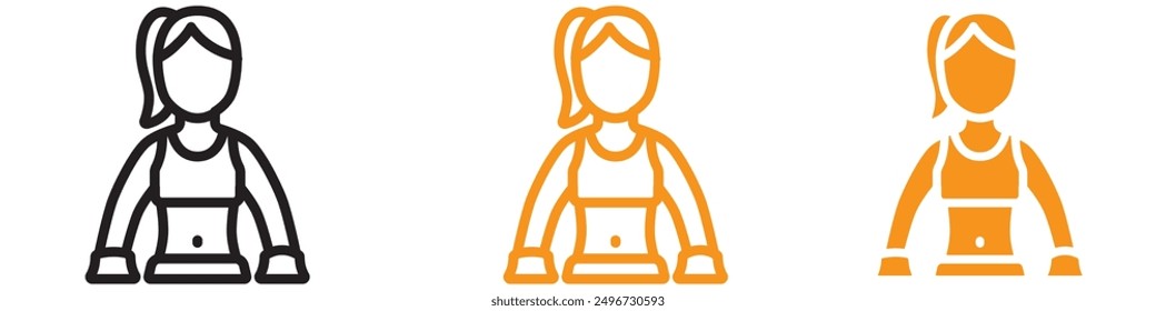 Boxer Woman Icon Set Female Athlete Illustrations for Sports and Fitness Projects