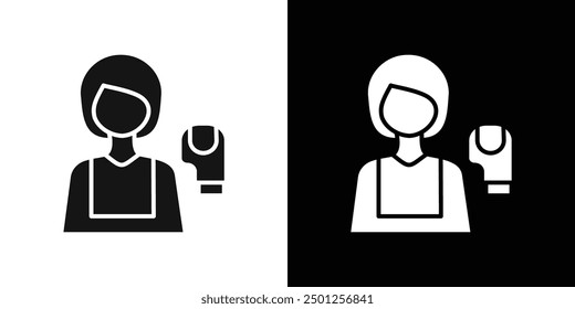 Boxer Woman Icon Symbol mark in filled style
