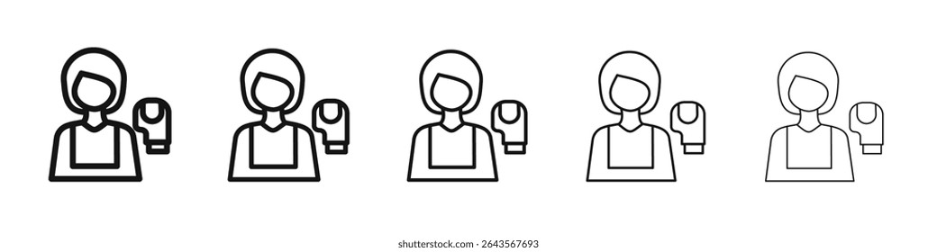 Boxer Mulher ícone vetor delineamento conjunto ilustração sinal