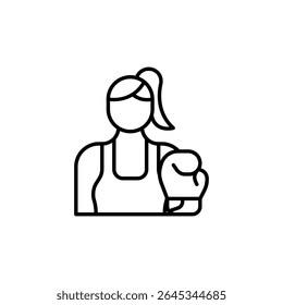 Boxer Woman In Tank Top With Gloves Sport Training And Fitness