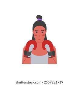 Boxer, Women Career Flat Vector Illustration