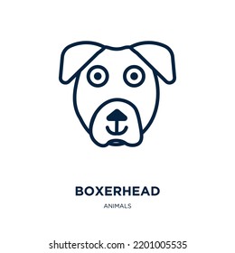 boxerhead icon from animals collection. Thin linear boxerhead, animals, animal outline icon isolated on white background. Line vector boxerhead sign, symbol for web and mobile