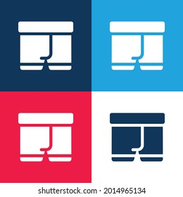 Boxers blue and red four color minimal icon set