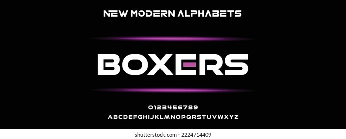 BOXERS Modern Bold Font. Regular Italic Number Typography urban style alphabet fonts for fashion, sport, technology, digital, movie, logo design, vector illustration