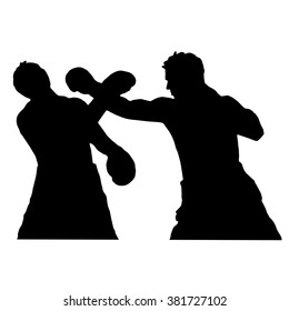 Boxers. Sparring. The fight in the ring.