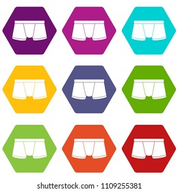 Boxers underpants icons 9 set coloful isolated on white for web