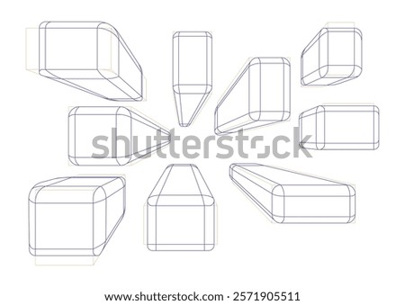 Boxes in 1-point perspective with displaying multiple rounding principle