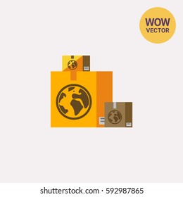 Boxes with Airmail Sign Icon